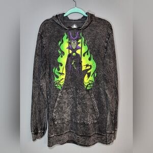 Disney Villains Maleficent Hoodie Black Acid Wash Unisex Size Small Green